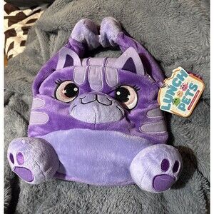 Lunch Pets Wicked Cool Toys Purple Snacky Cat Insulated Lunch Bag Plush Toy Kids